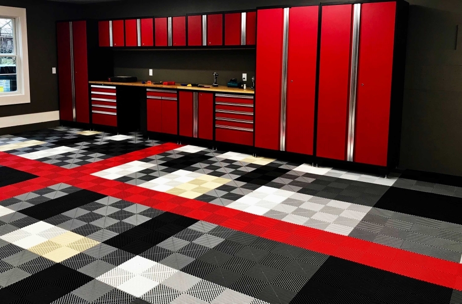 Checkered Design Roll Out Garage Flooring